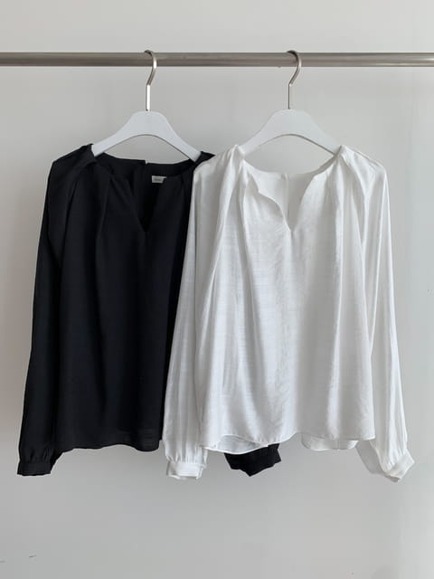 French Chic - Korean Women Fashion - #womensfashion - V Neck Shirring Blouse - 9