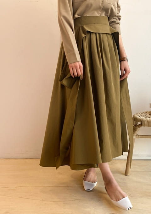 French Chic - Korean Women Fashion - #womensfashion - Pleated maxi skirt Plare - 3