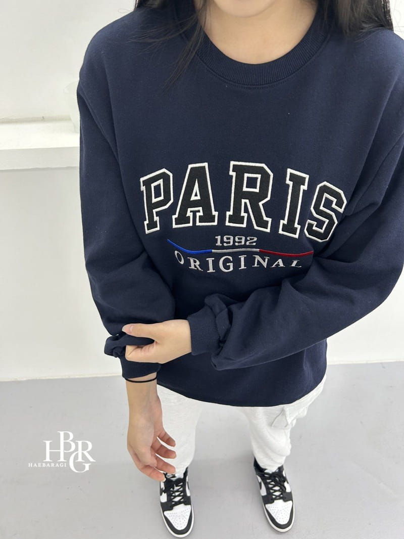 Haebaragi - Korean Children Fashion - #kidsshorts - Paris Embrodiery Sweatshirt - 9