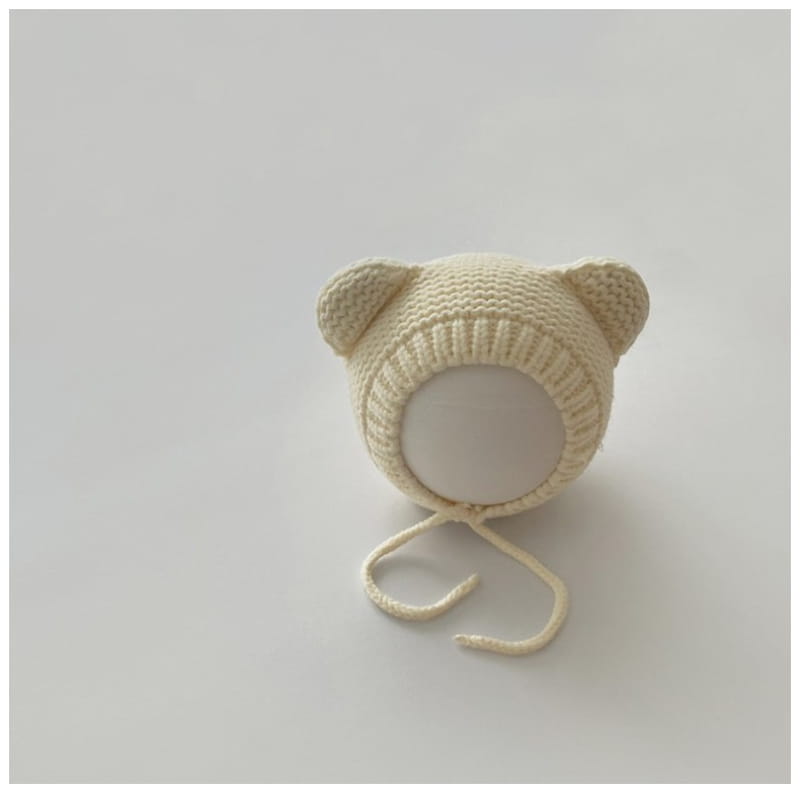 Miso - Korean Baby Fashion - #babyclothing - Bear Knit Bonnet Hat 38~48cm - 2