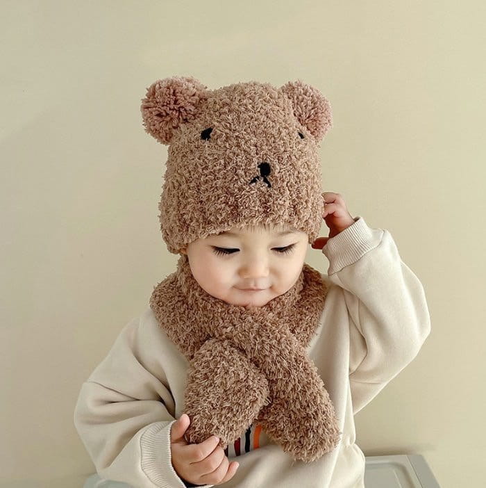 Miso - Korean Baby Fashion - #babyfever - Bear Hat Muffler Set - 3