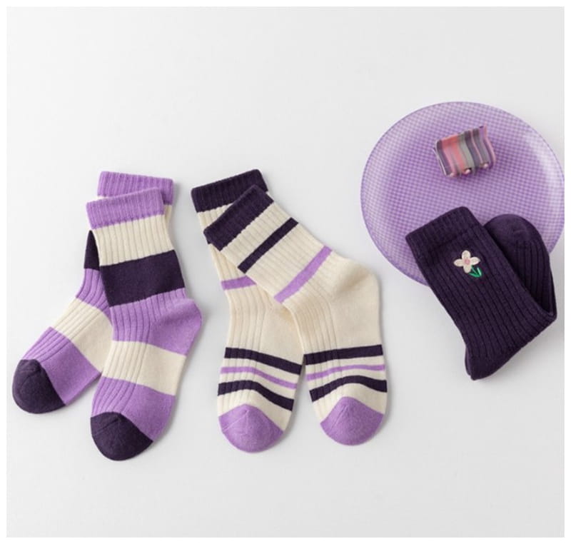 Miso - Korean Children Fashion - #childofig - Four Color SOcks Set - 5