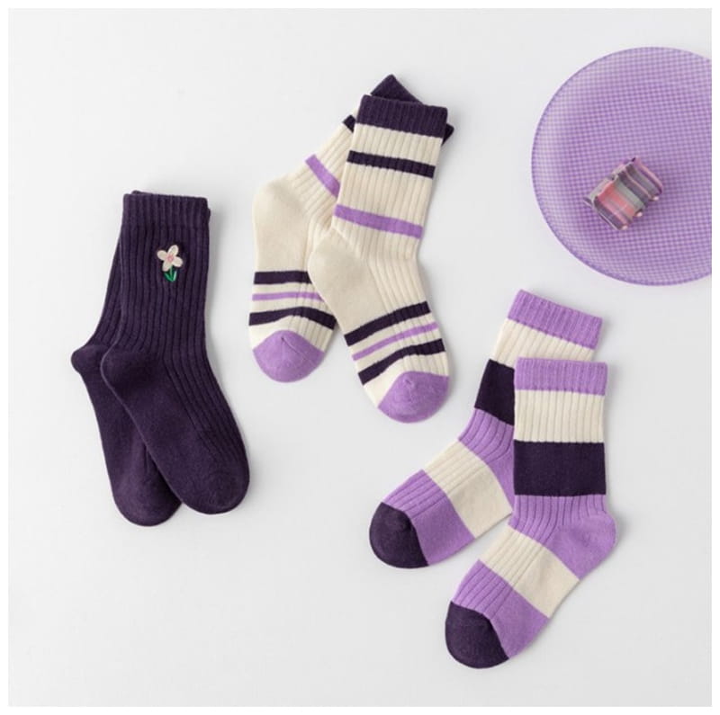 Miso - Korean Children Fashion - #childrensboutique - Four Color SOcks Set - 6