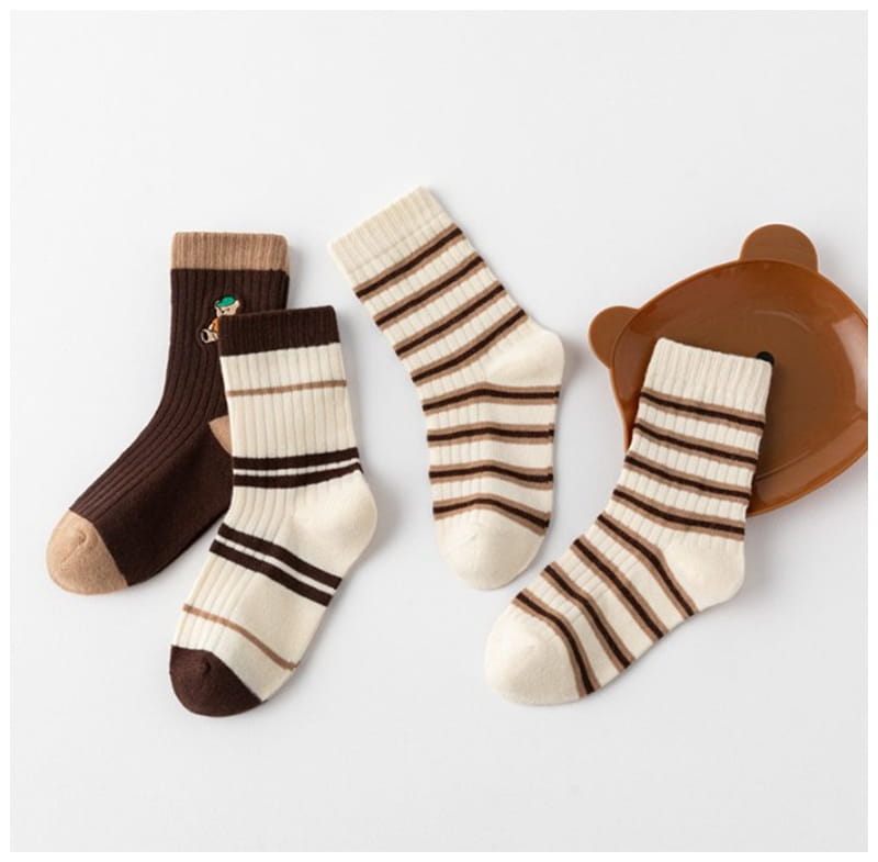 Miso - Korean Children Fashion - #discoveringself - Four Color SOcks Set - 8