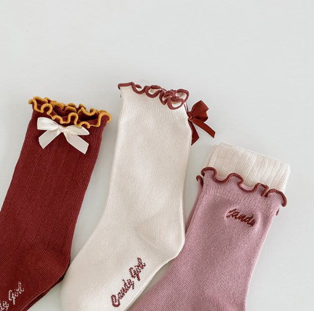 Miso - Korean Children Fashion - #kidsshorts - Ribbon Shirring Socks Set