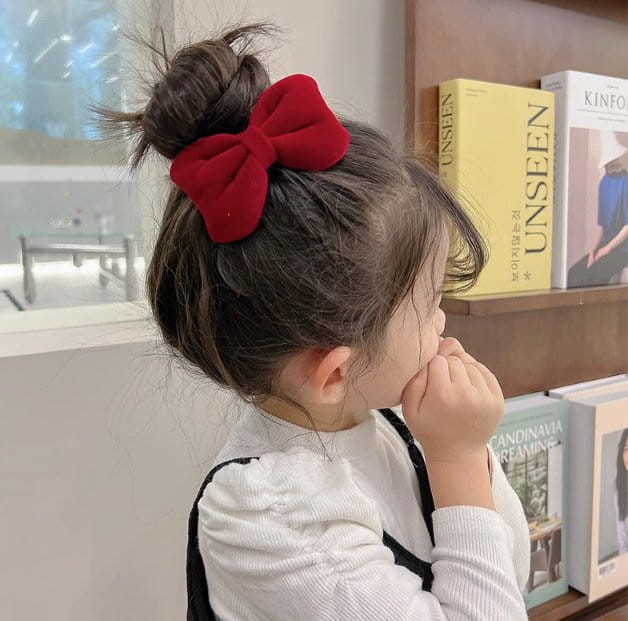 Miso - Korean Children Fashion - #kidsshorts - Ribbon Velvet Hairpin - 4