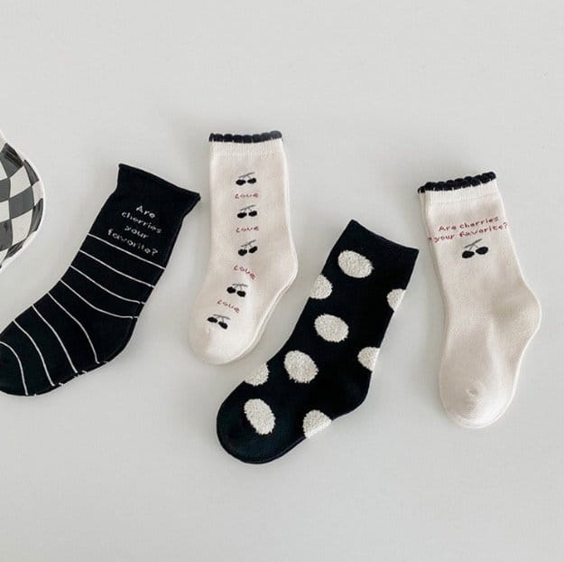 Miso - Korean Children Fashion - #magicofchildhood - Cherry Dot Socks Set - 2