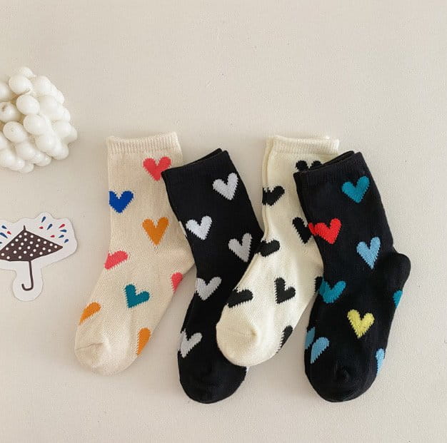 Miso - Korean Children Fashion - #toddlerclothing - Heart Socks Set - 5