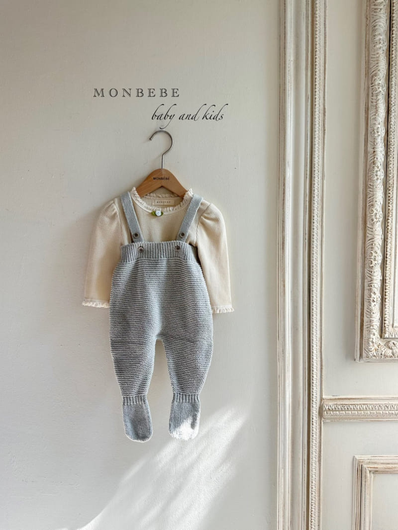 Monbebe - Korean Baby Fashion - #babyfever - Knit Foot Dungarees Pants - 12