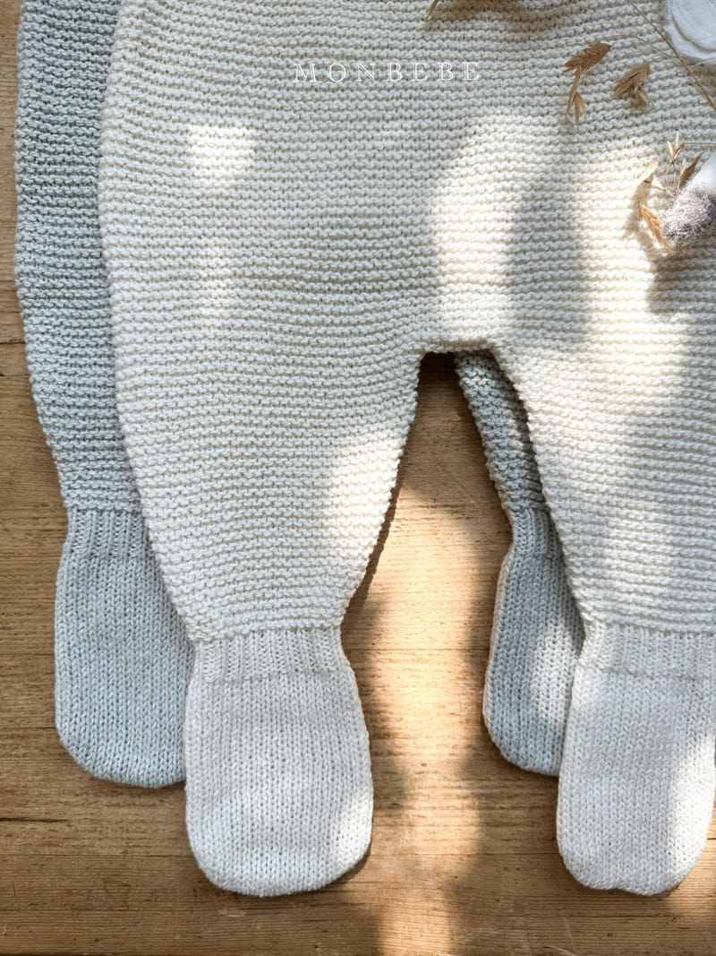 Monbebe - Korean Baby Fashion - #babyoutfit - Knit Foot Dungarees Pants - 2