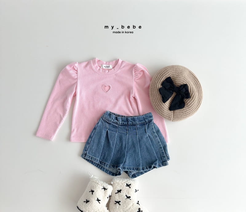 My Bebe - Korean Children Fashion - #minifashionista - Heart Embroidery Tee - 11