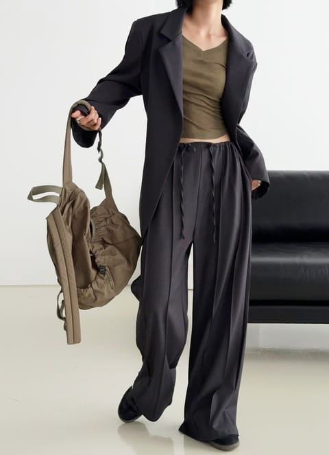 One The Woman - Korean Women Fashion - #momslook - Choco Pintuck Pants - 2