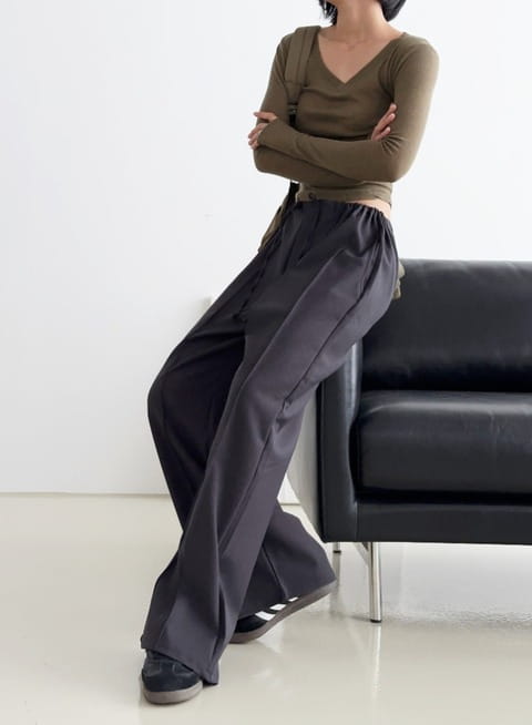 One The Woman - Korean Women Fashion - #womensfashion - Choco Pintuck Pants - 3