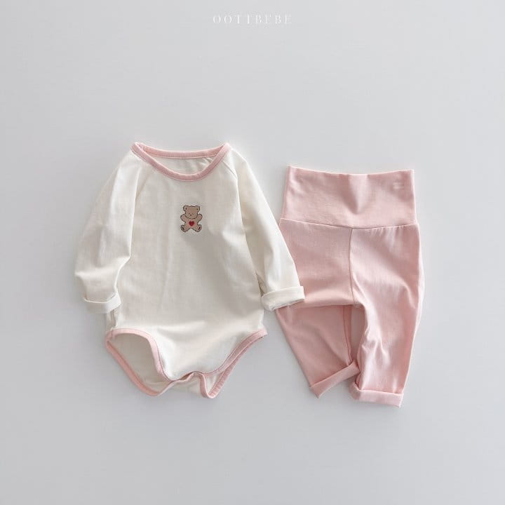 Oott Bebe - Korean Baby Fashion - #babyfashion - Sweet Modal Bodysuit Leggings Set - 2