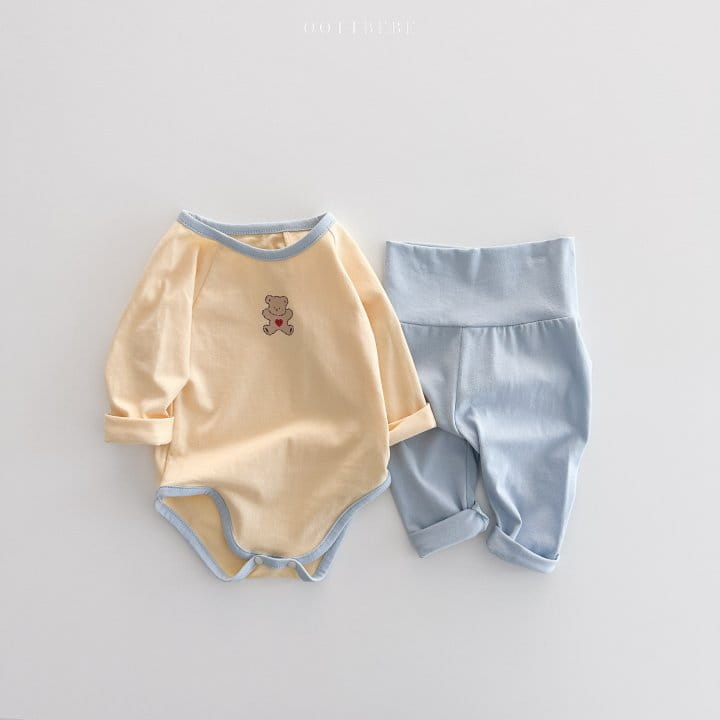 Oott Bebe - Korean Baby Fashion - #babyfever - Sweet Modal Bodysuit Leggings Set - 3