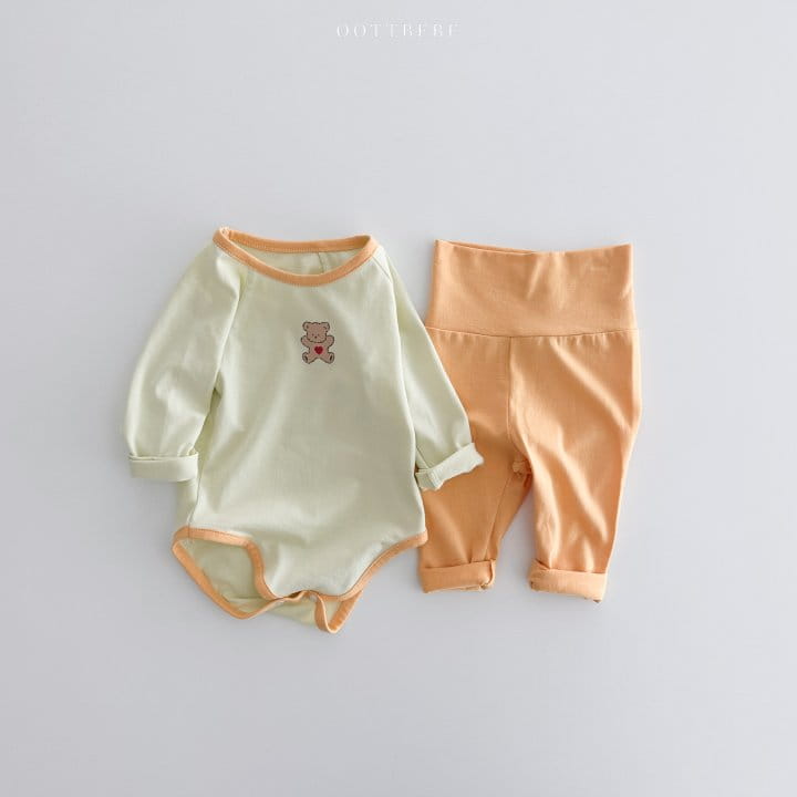 Oott Bebe - Korean Baby Fashion - #babyfever - Sweet Modal Bodysuit Leggings Set - 4