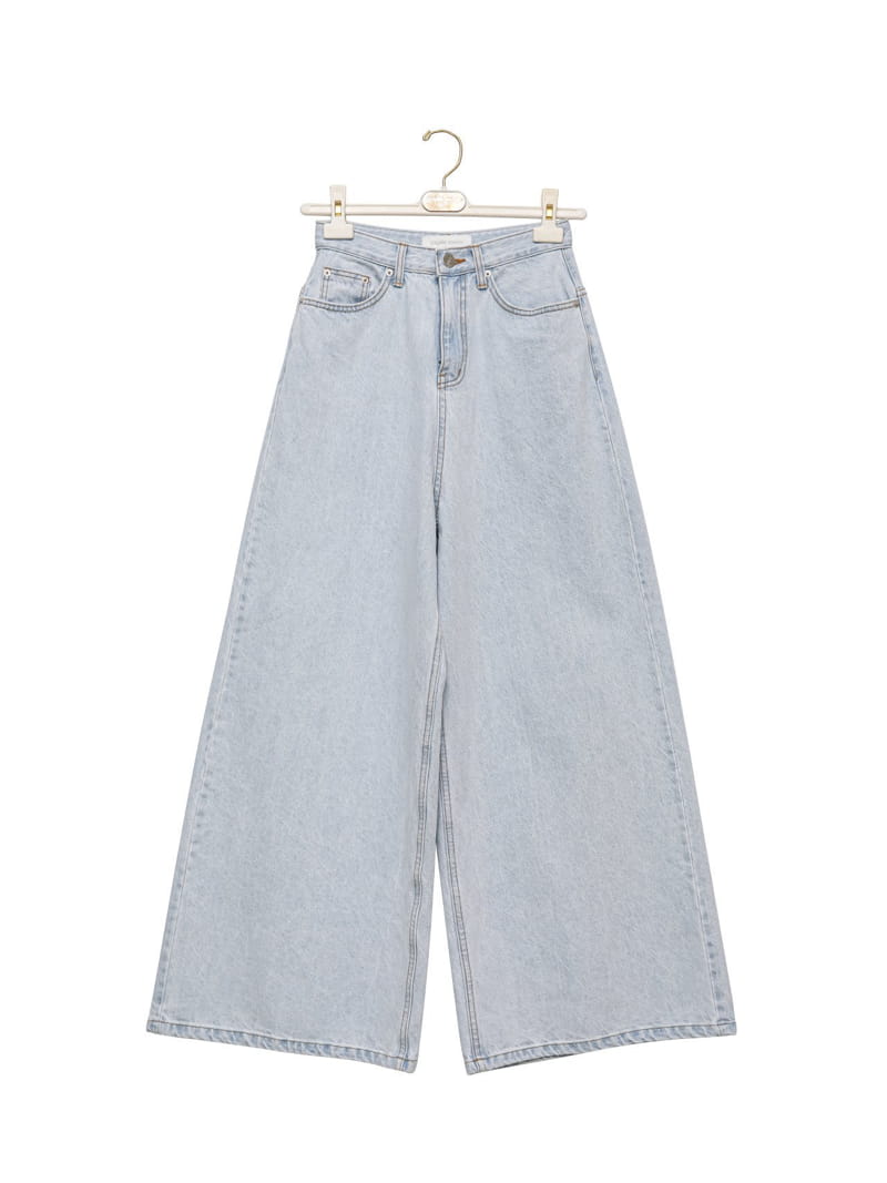 Paper Moon - Korean Women Fashion - #momslook - iced blue wide leg flared denim jeans - 12