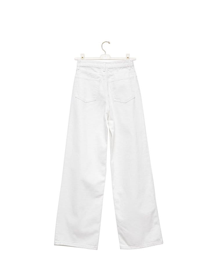 Paper Moon - Korean Women Fashion - #womensfashion - high rise wide leg white denim pants - 4