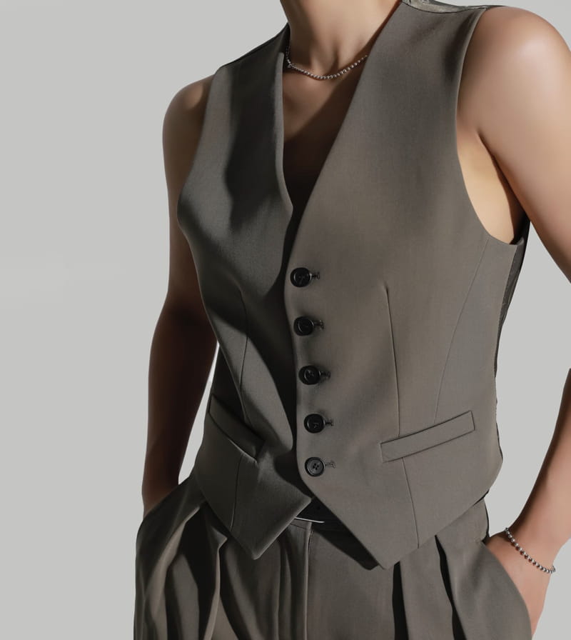 Paper Moon - Korean Women Fashion - #womensfashion - five button down tailored suit vest - 4