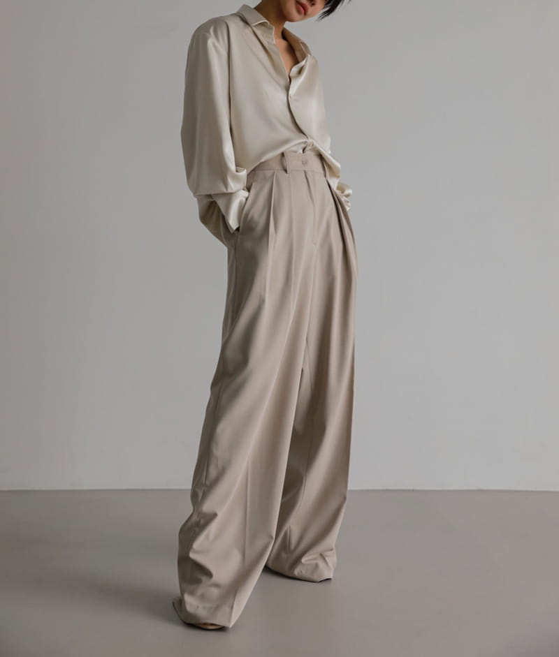 Paper Moon - Korean Women Fashion - #momslook - low waisted double pleats wide trousers