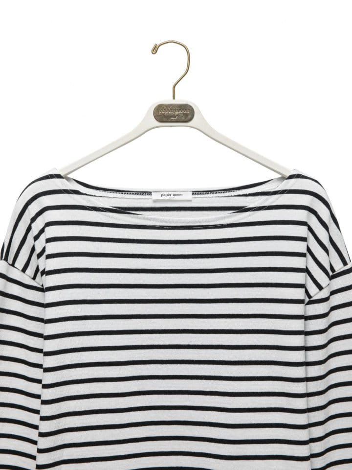 Paper Moon - Korean Women Fashion - #momslook - boyfriend fit striped boatneck t ~ shirt - 11