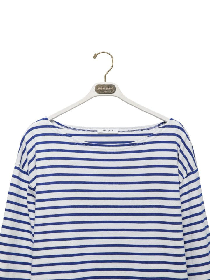 Paper Moon - Korean Women Fashion - #momslook - boyfriend fit striped boatneck t ~ shirt - 3