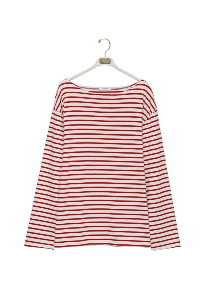 Paper Moon - Korean Women Fashion - #momslook - boyfriend fit striped boatneck t ~ shirt - 5