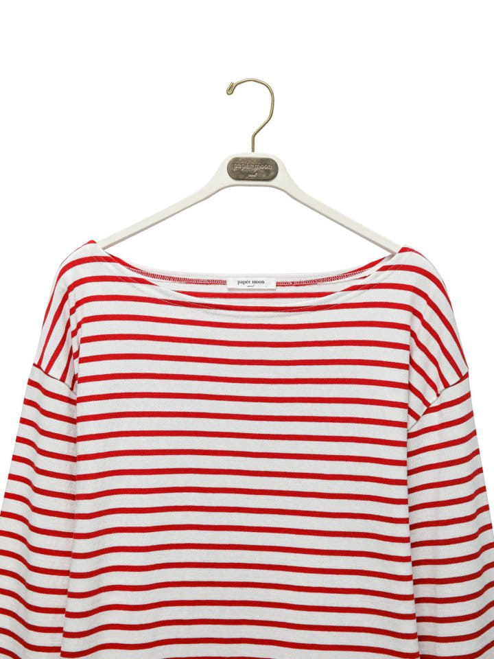 Paper Moon - Korean Women Fashion - #momslook - boyfriend fit striped boatneck t ~ shirt - 7