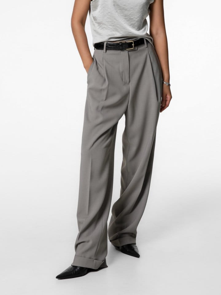 Paper Moon - Korean Women Fashion - #momslook - one pleated wide rolled up trouser - 8