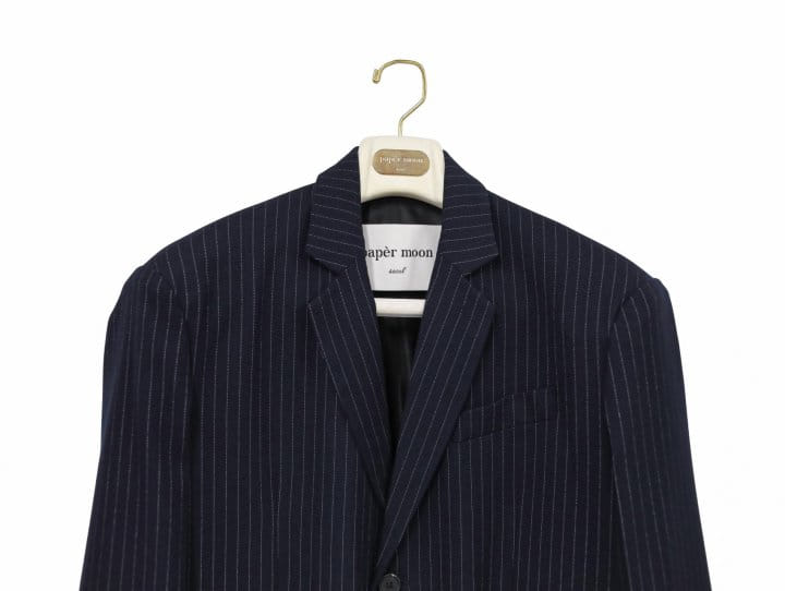 Paper Moon - Korean Women Fashion - #momslook - pin stripe three button detail single wool blazer - 10