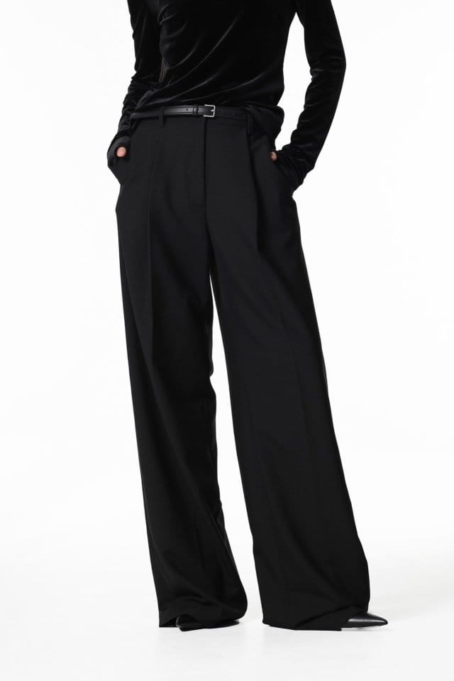 Paper Moon - Korean Women Fashion - #momslook - high waist one pleated wide trousers - 3