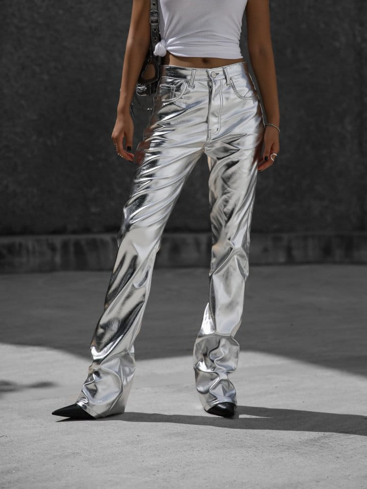 Paper Moon - Korean Women Fashion - #pursuepretty - patent vegan leather coated straight pants - 6