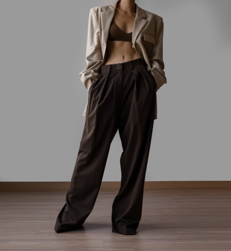 Paper Moon - Korean Women Fashion - #restrostyle - low waisted double pleats wide trousers - 7