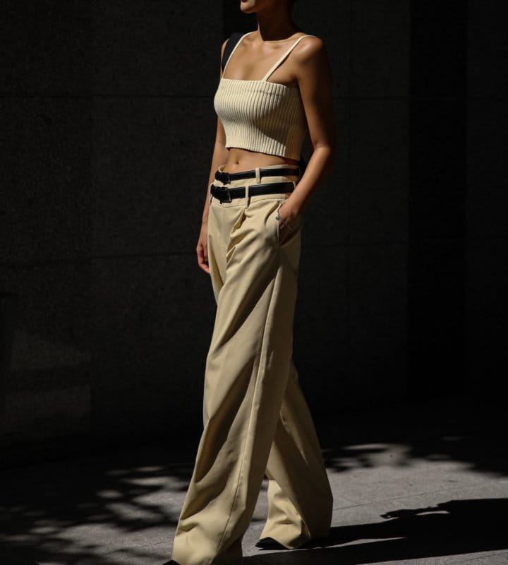 Paper Moon - Korean Women Fashion - #restrostyle - double waisted pin ~ tuck wide trousers - 3