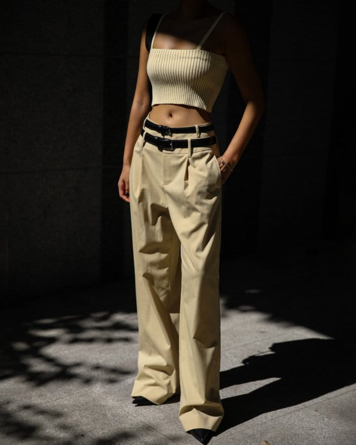 Paper Moon - Korean Women Fashion - #restrostyle - double waisted pin ~ tuck wide trousers - 4