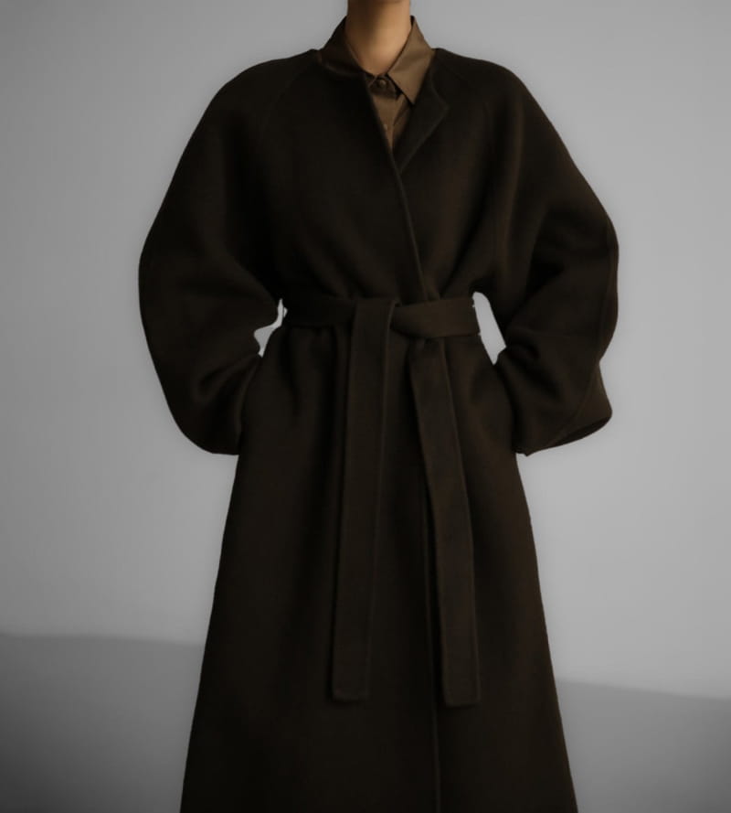 Paper Moon - Korean Women Fashion - #shopsmall - alpaca double snap sleeved handmade belted coat - 4