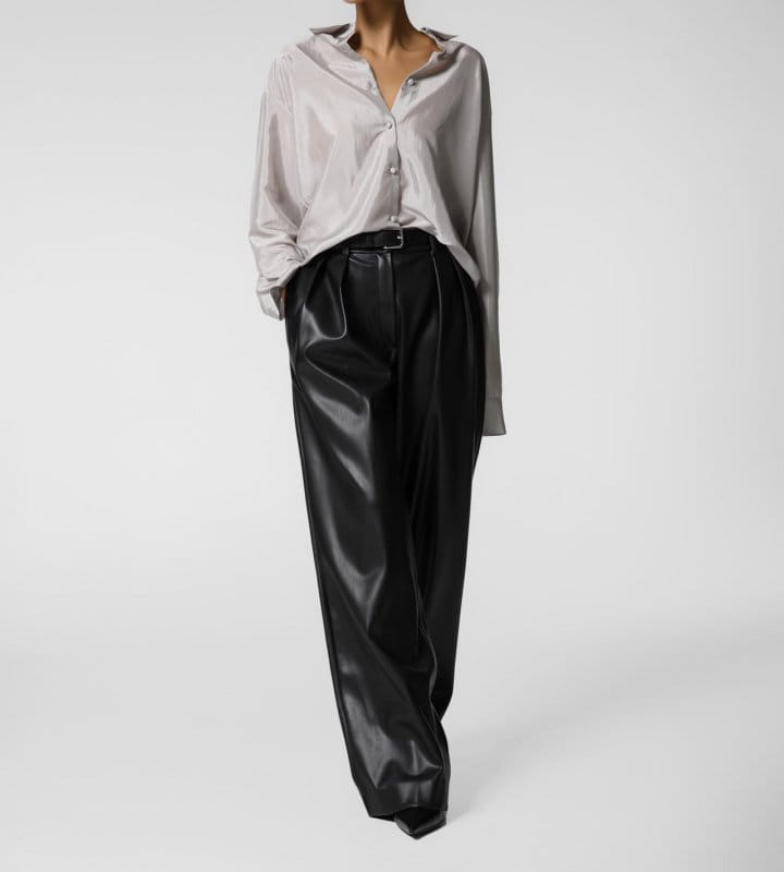 Paper Moon - Korean Women Fashion - #thelittlethings - silky texture bean button down down blouse - 11