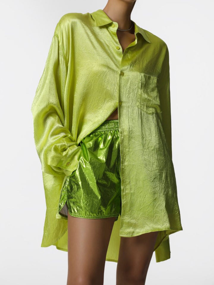 Paper Moon - Korean Women Fashion - #thelittlethings - oversized wrinkle silky button down shirt - 6