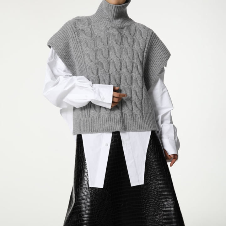 Paper Moon - Korean Women Fashion - #vintageinspired - twisted chunky detail turtleneck knit cape top - 8