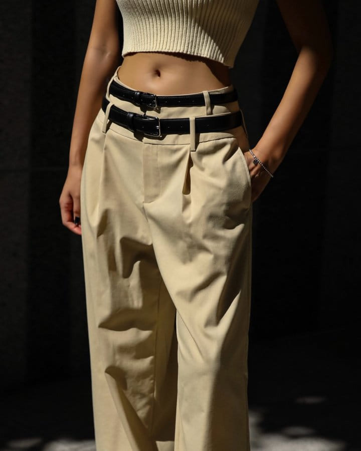 Paper Moon - Korean Women Fashion - #vintagekidsstyle - double waisted pin ~ tuck wide trousers