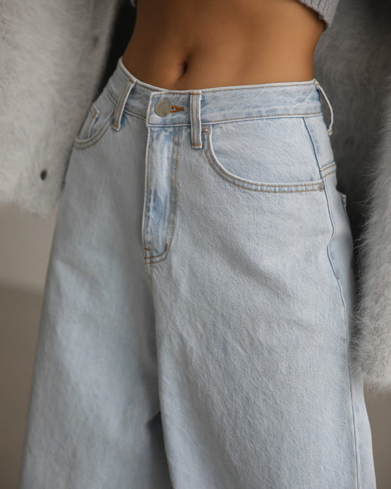 Paper Moon - Korean Women Fashion - #womensfashion - iced blue wide leg flared denim jeans - 3