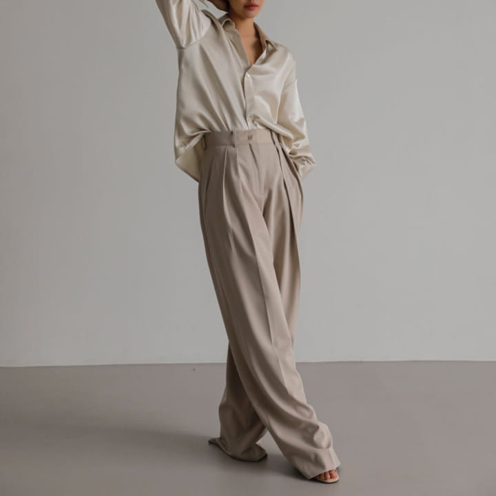 Paper Moon - Korean Women Fashion - #womensfashion - low waisted double pleats wide trousers - 10