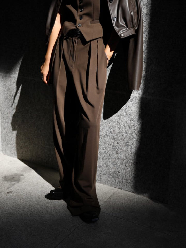 Paper Moon - Korean Women Fashion - #womensfashion - low waisted double pleats wide trousers - 6