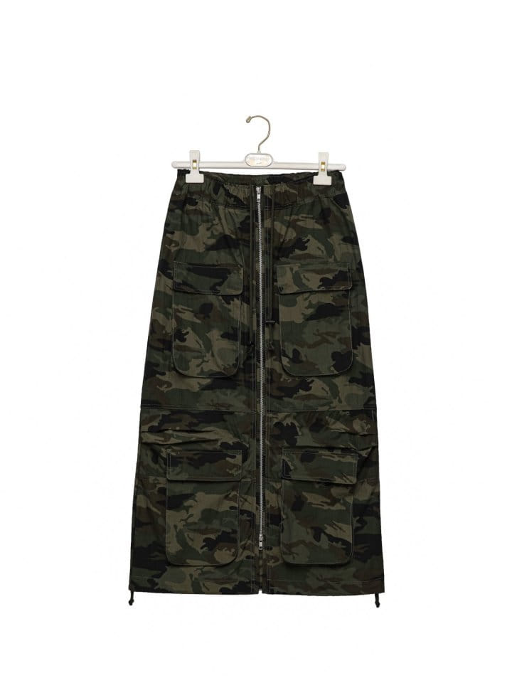 Paper Moon - Korean Women Fashion - #womensfashion - camouflage zipped detail cargo maxi skirt - 5