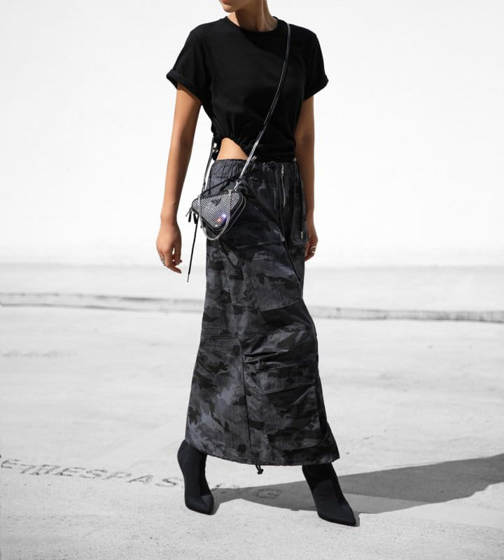 Paper Moon - Korean Women Fashion - #womensfashion - camouflage zipped detail cargo maxi skirt - 7