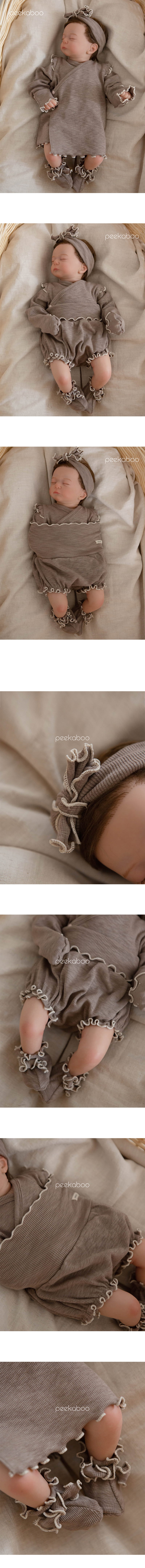 Peekaboo - Korean Baby Fashion - #onlinebabyboutique - Sharon Benet Top Bottom Hairband Foot Warmer Set - 6