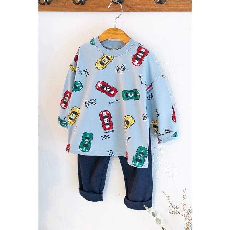 Raykids - Korean Children Fashion - #kidsshorts - Racing Car Top Bottom Set - 3