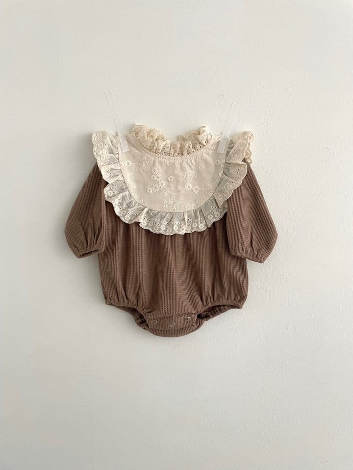 Reve Kid - Korean Baby Fashion - #babyfashion - Embrodiery Frill Waffle Bodysuit