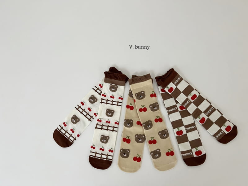 V Bunny - Korean Children Fashion - #childofig - Cherry Socks Set - 7