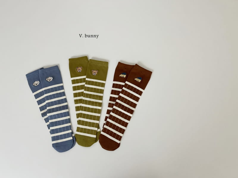 V Bunny - Korean Children Fashion - #childrensboutique - Embrodiery Socks Set - 9